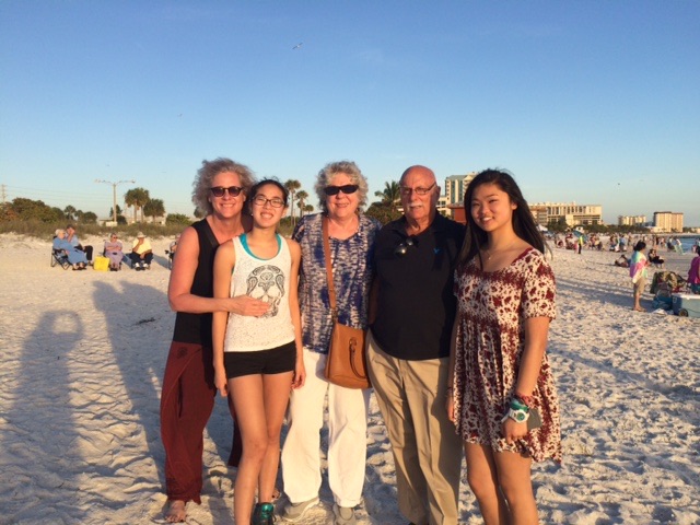 Marshall and Marian gathered with family on the beach