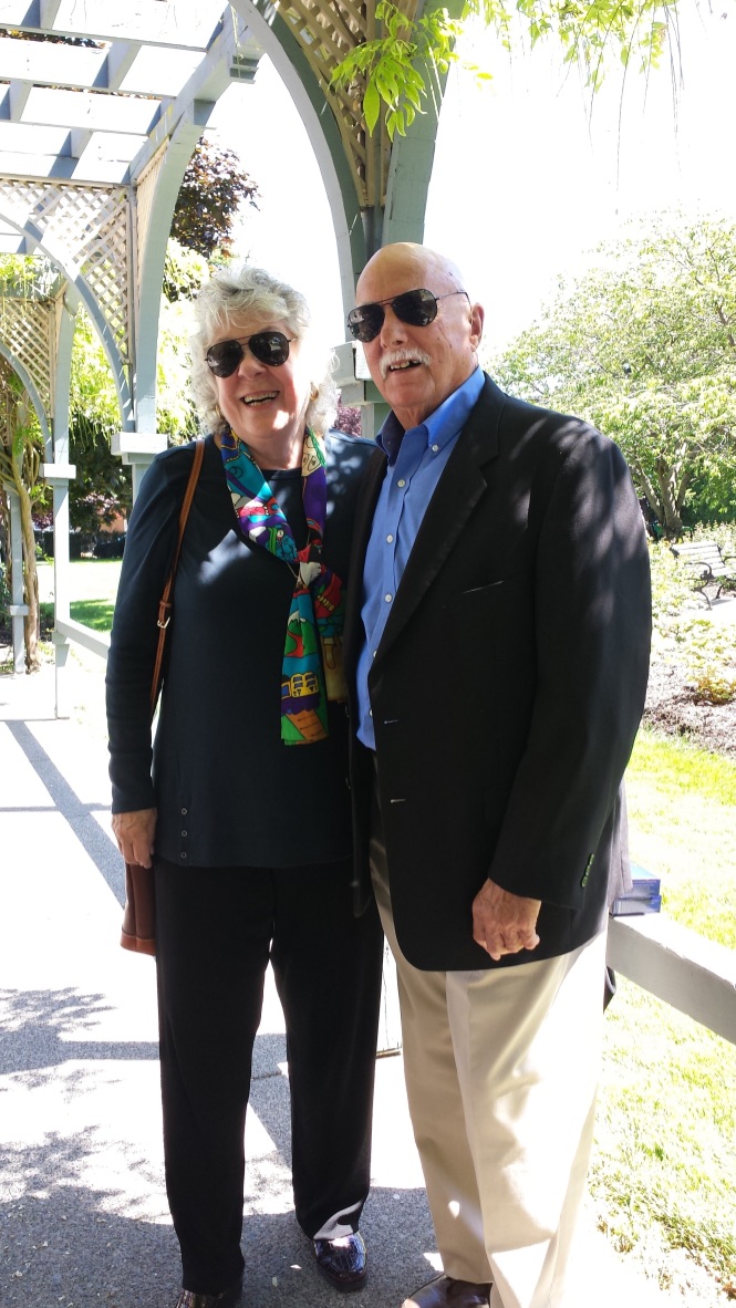Marshall and Marian together in a garden